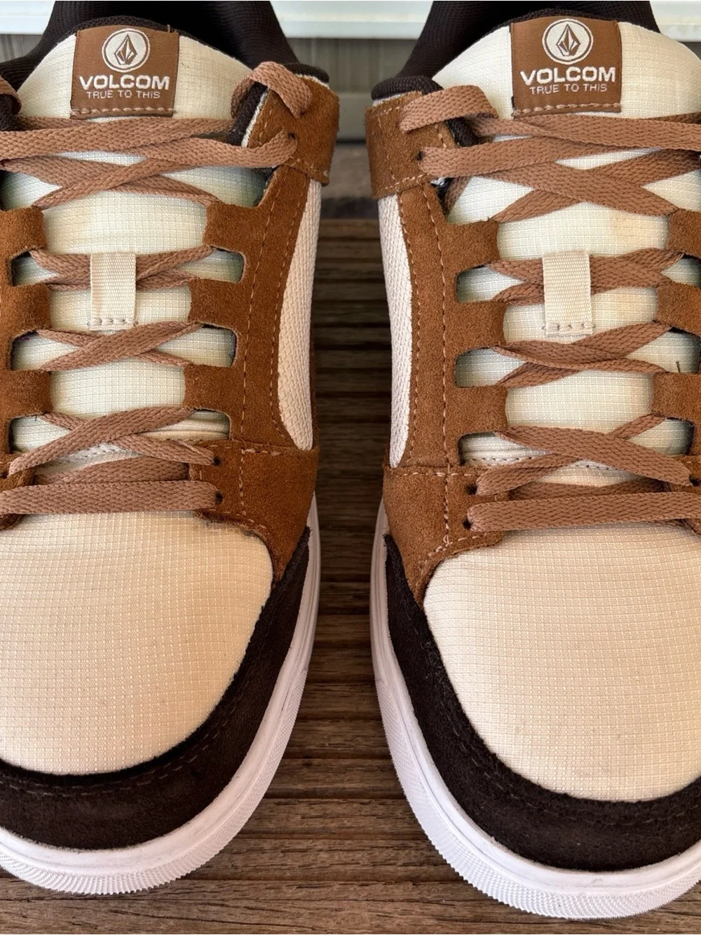 Volcom Men workwear Comp toe Sneakers in Brown and Cream with Dark Brown Accents